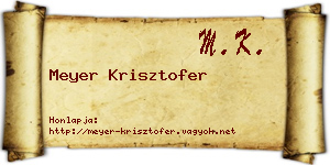 Meyer Krisztofer névjegykártya